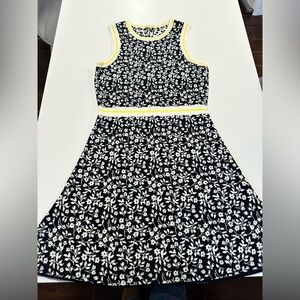 Etcetera Black and White Floral Kids Dress with Yellow Accents